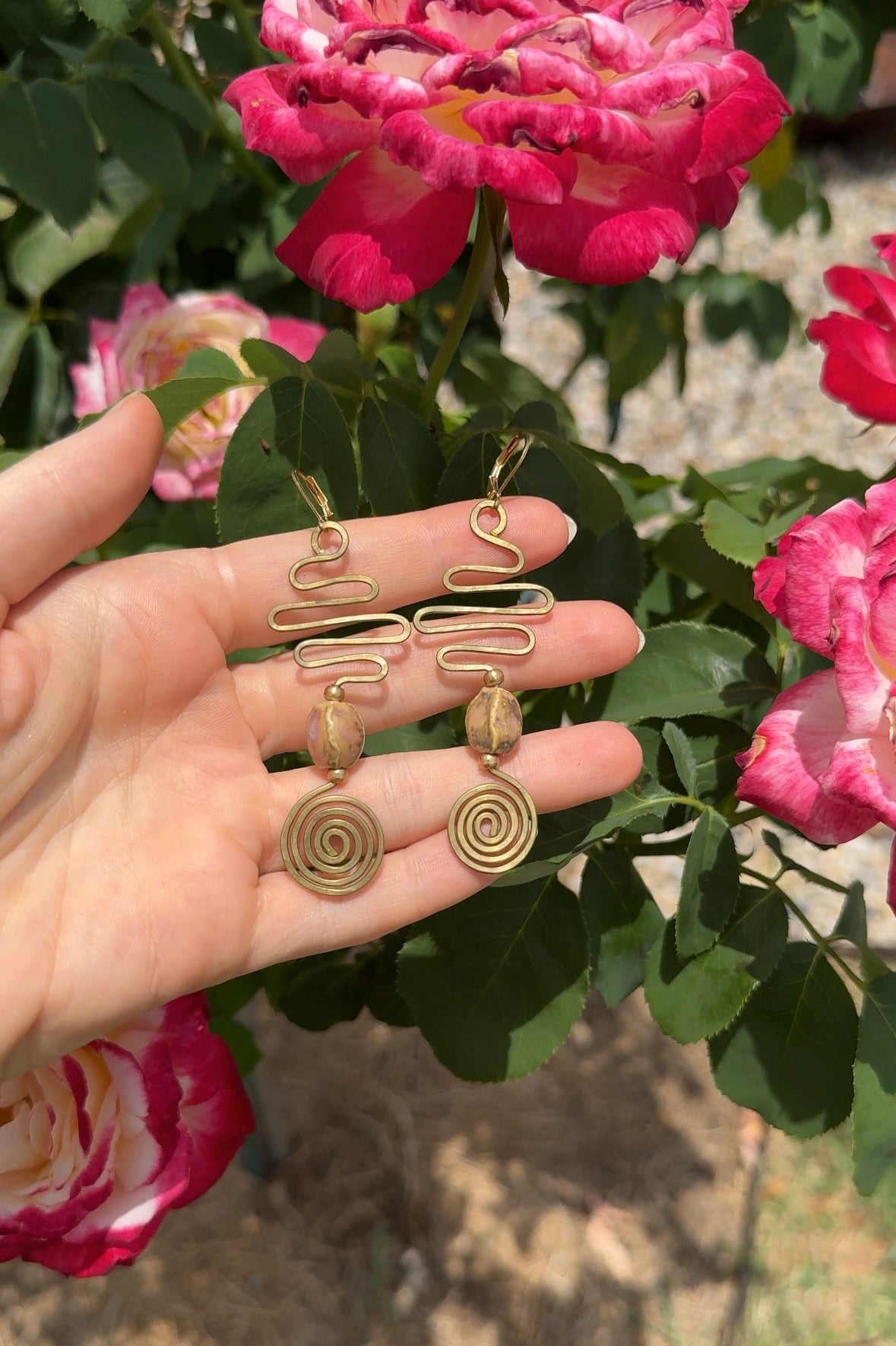 Spiral Path-Brass Wire Earrings