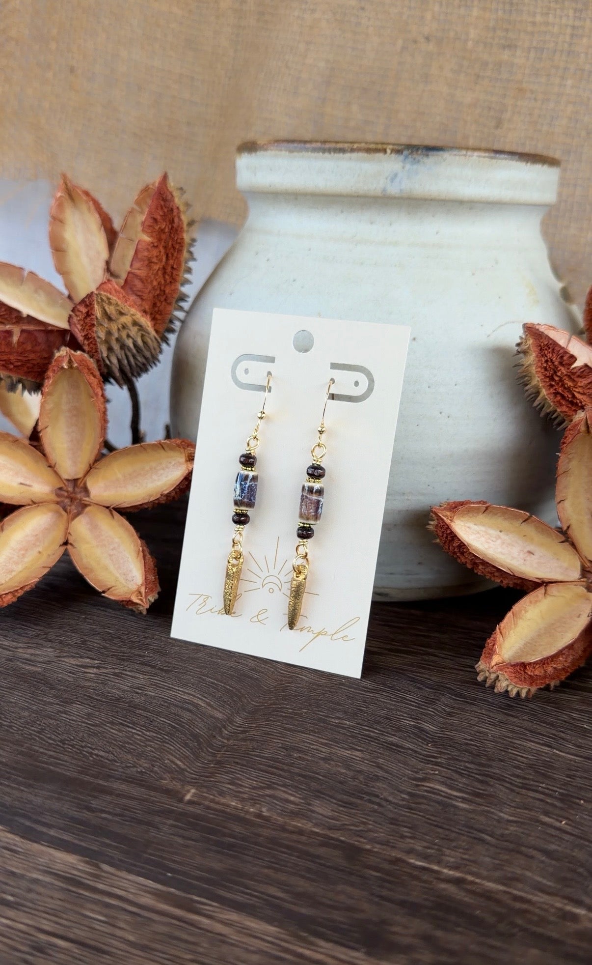 Boho Porcelain Dangle Earrings