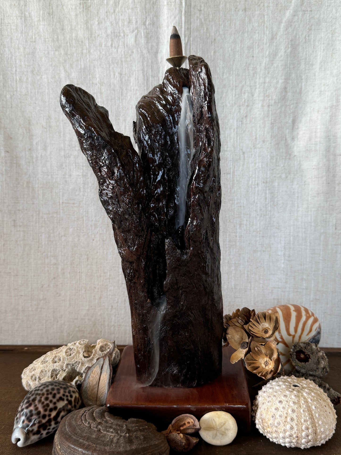 Glossy Jarrah Driftwood Backflow Incense Holder