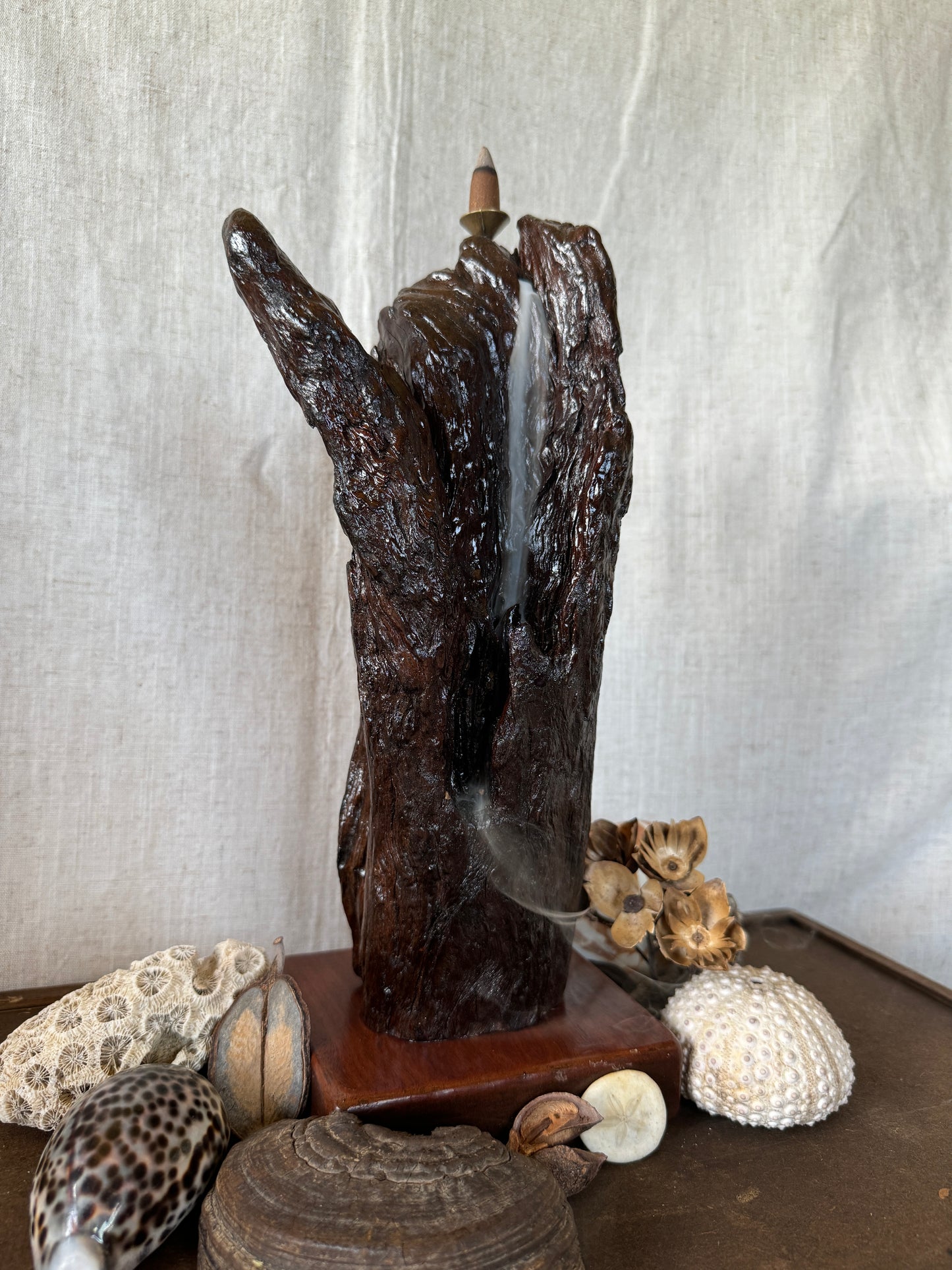 Glossy Jarrah Driftwood Backflow Incense Holder