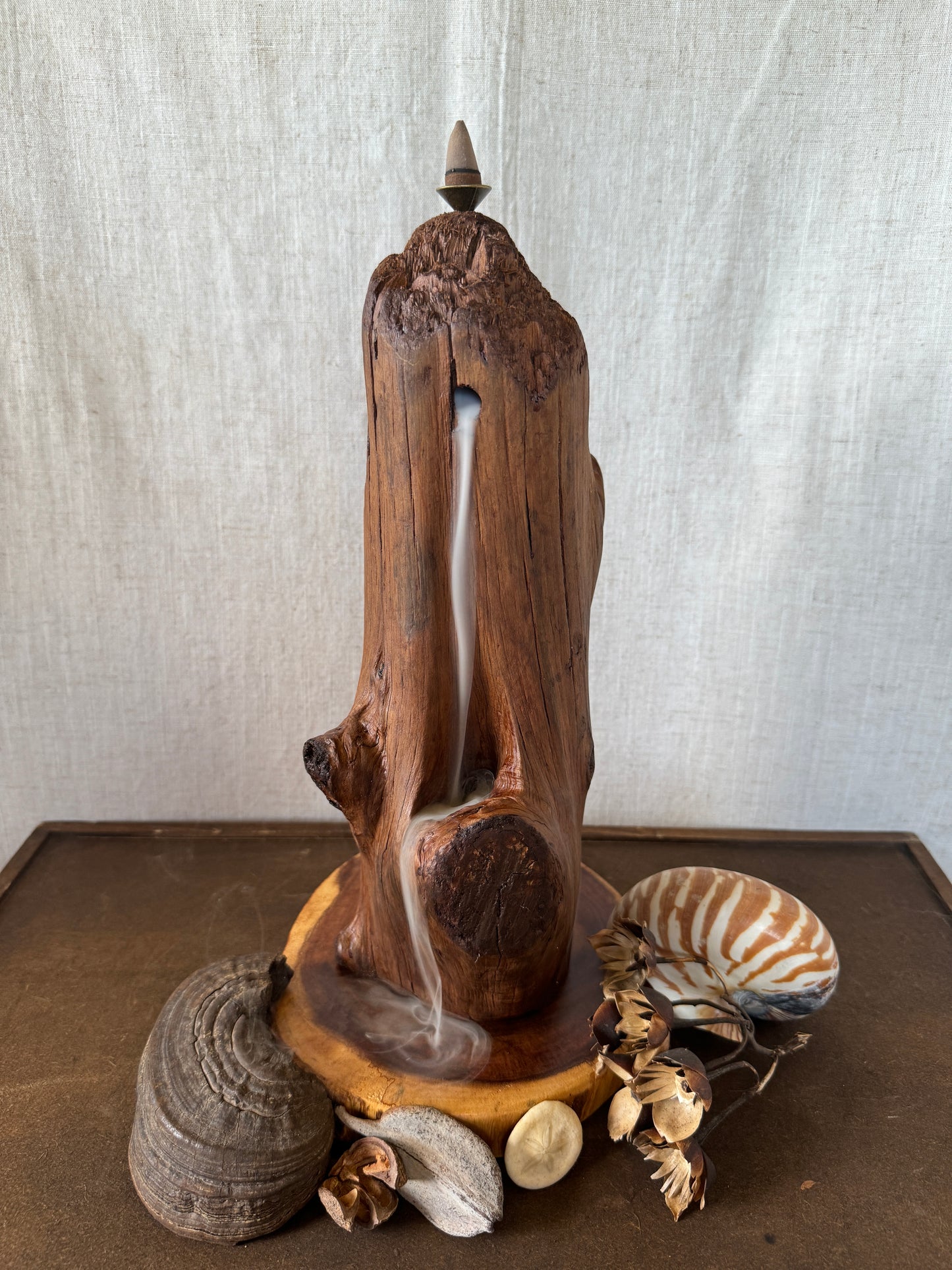 Satin Jarrah Driftwood Backflow Incense Holder