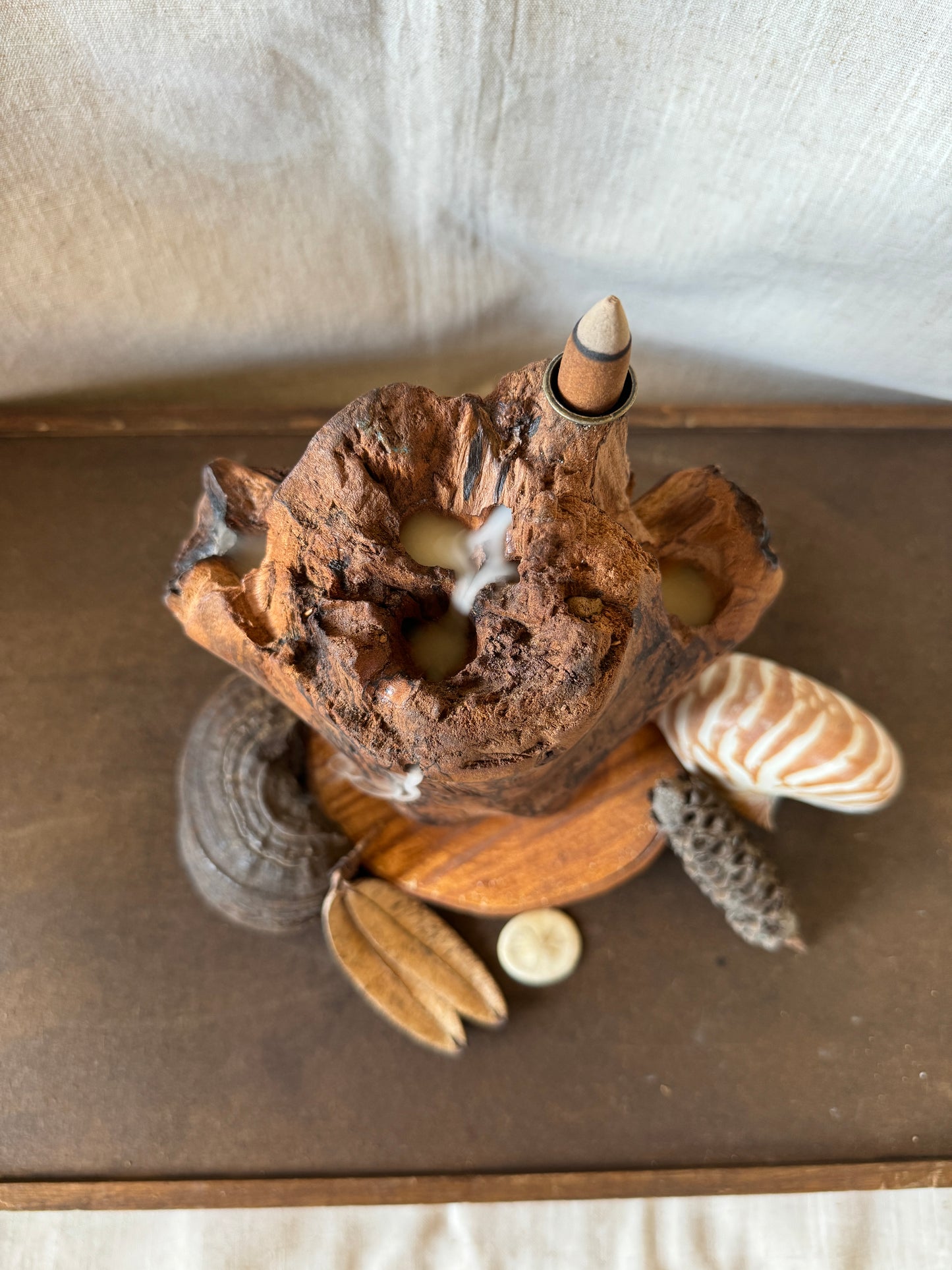 Satin Cedar Driftwood Backflow Incense Holder