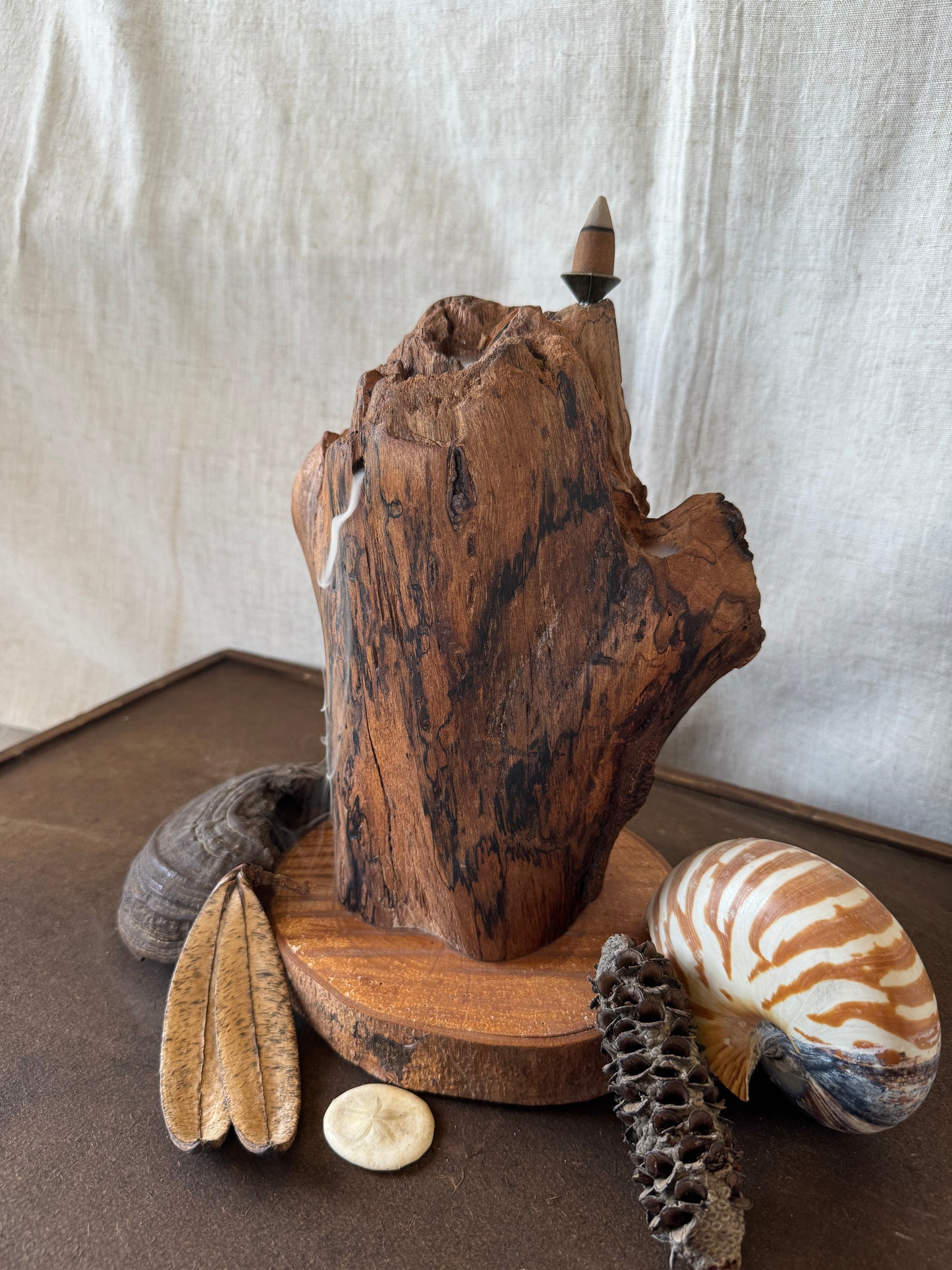 Satin Cedar Driftwood Backflow Incense Holder