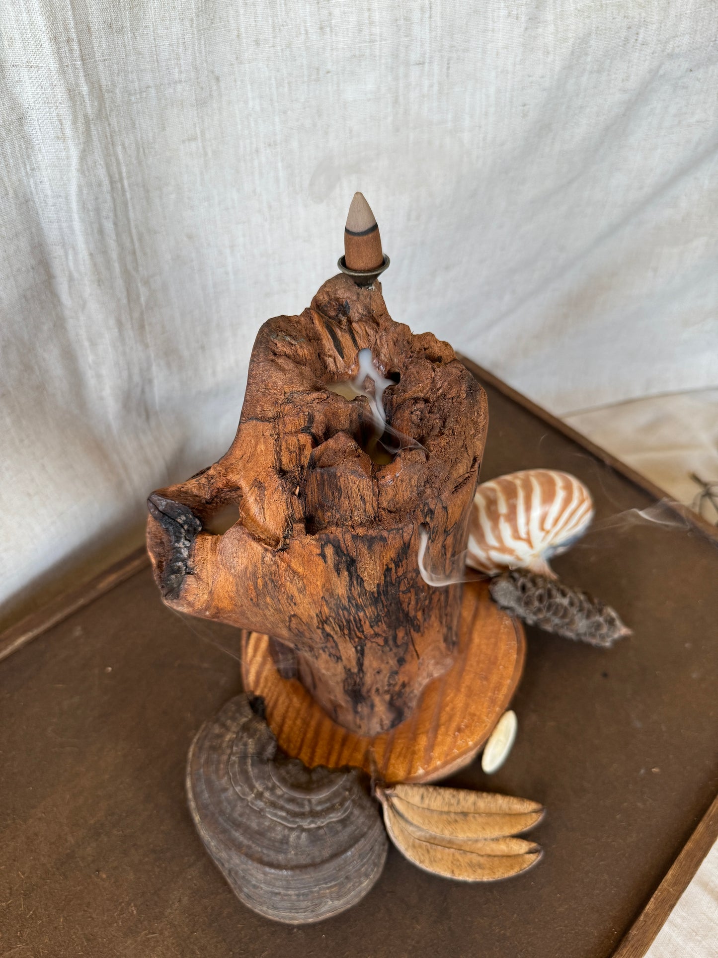 Satin Cedar Driftwood Backflow Incense Holder