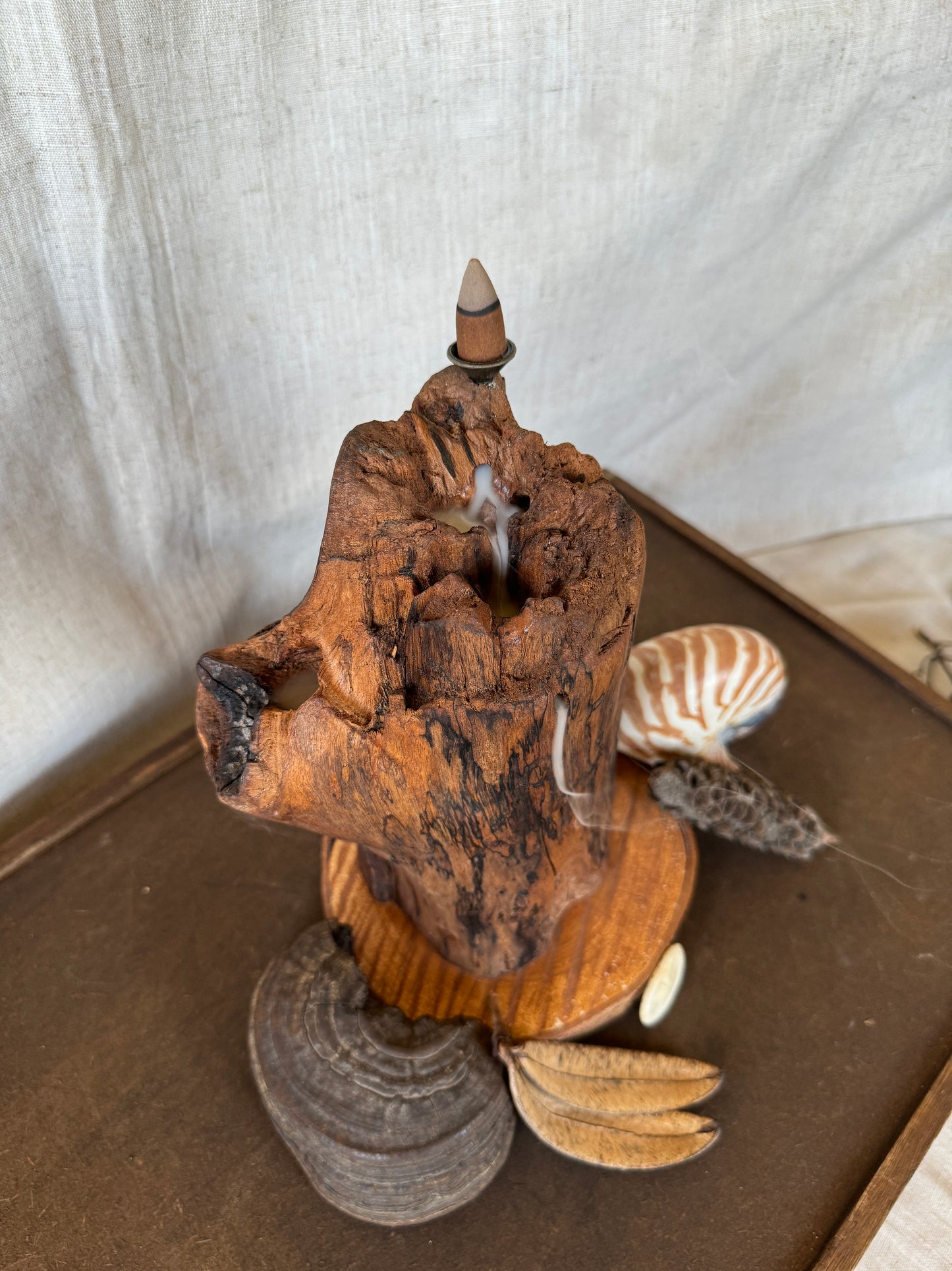 Satin Cedar Driftwood Backflow Incense Holder