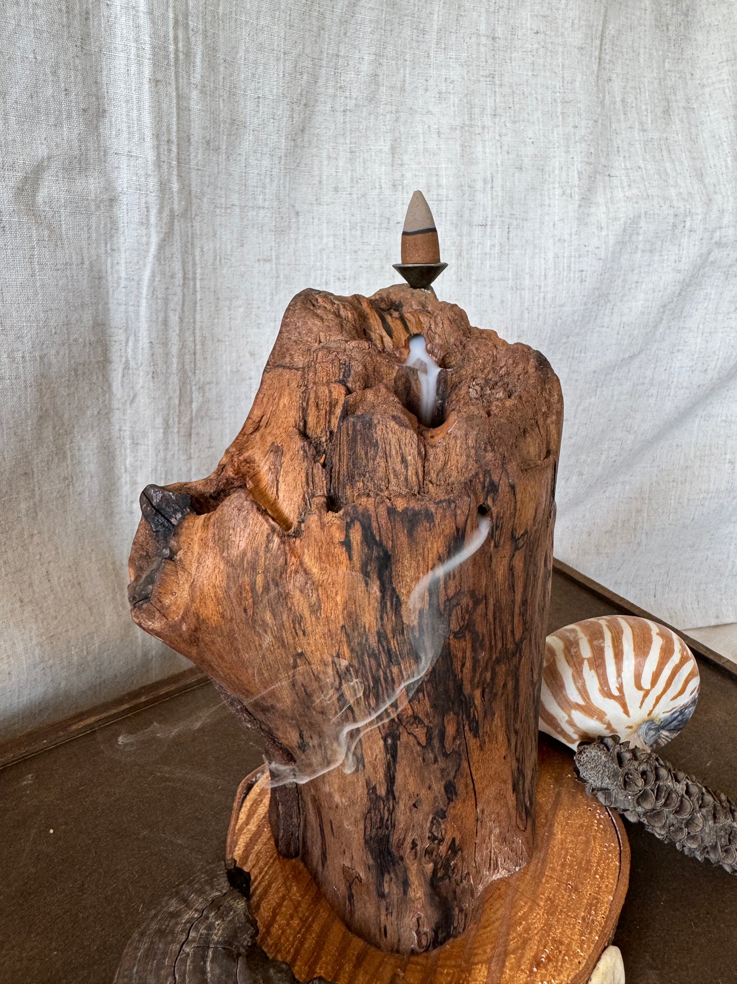 Satin Cedar Driftwood Backflow Incense Holder