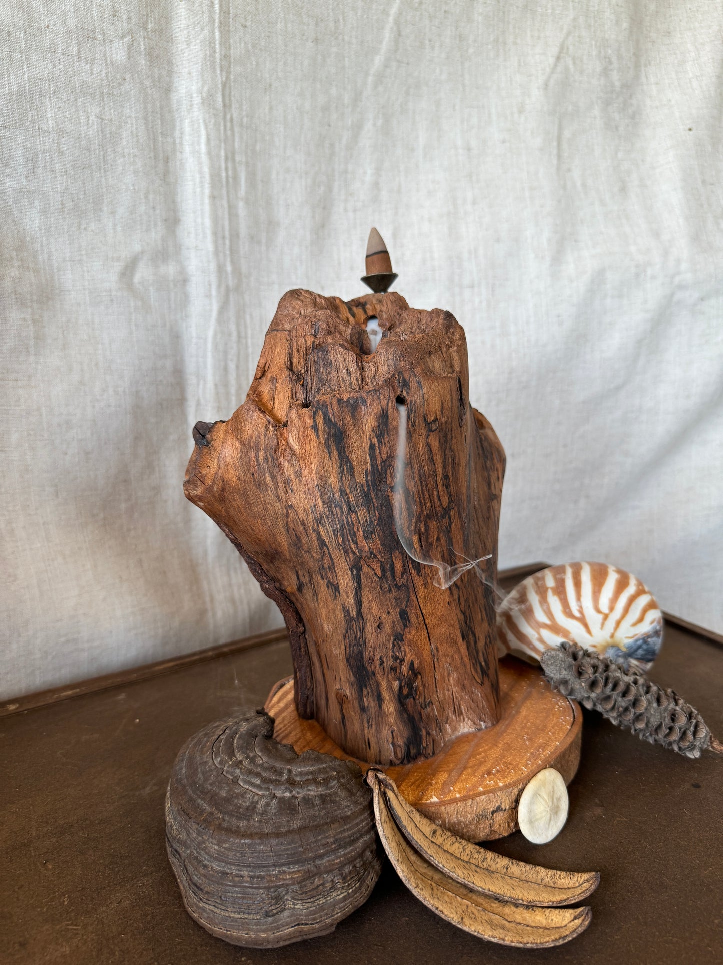 Satin Cedar Driftwood Backflow Incense Holder