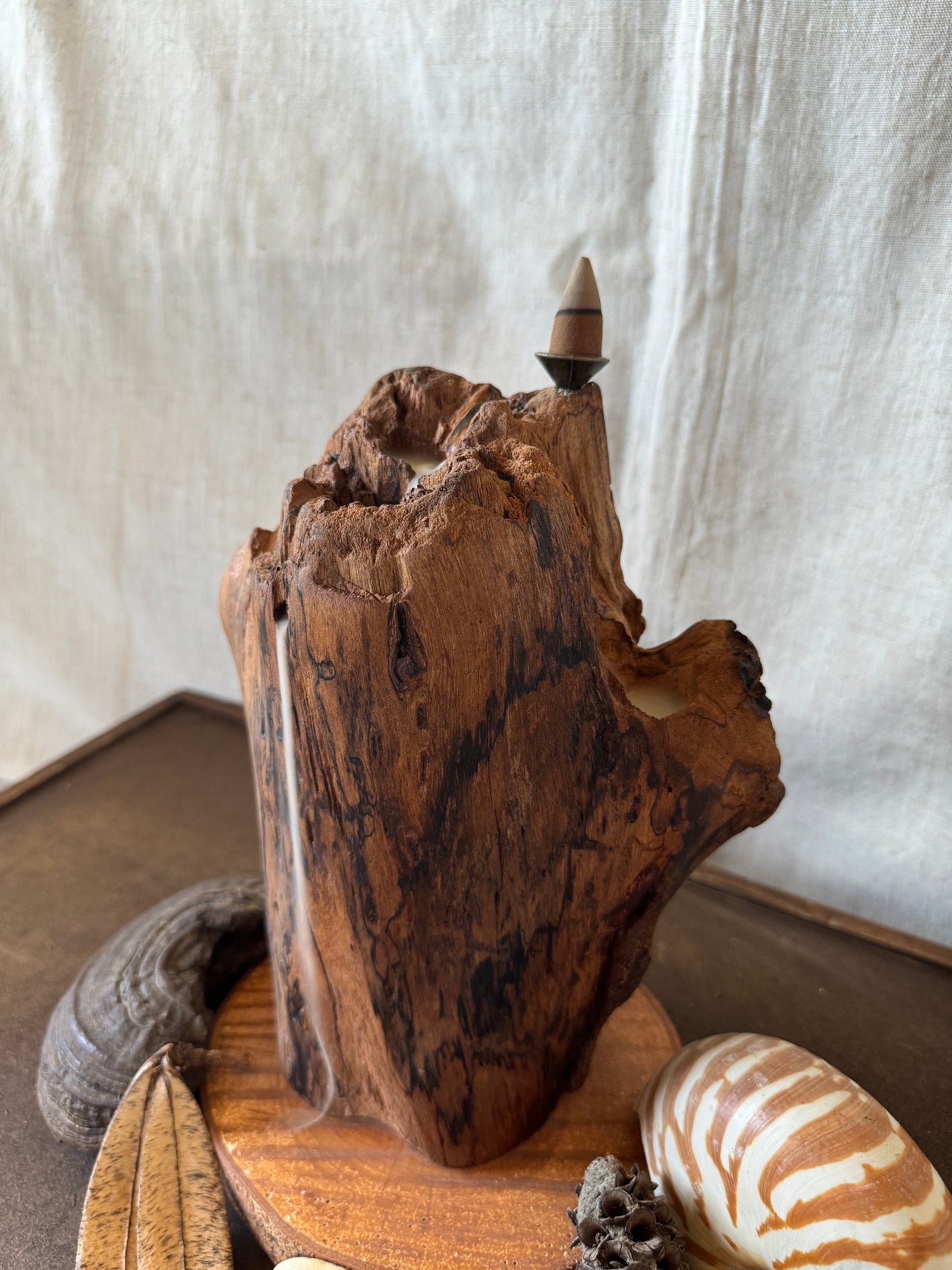 Satin Cedar Driftwood Backflow Incense Holder