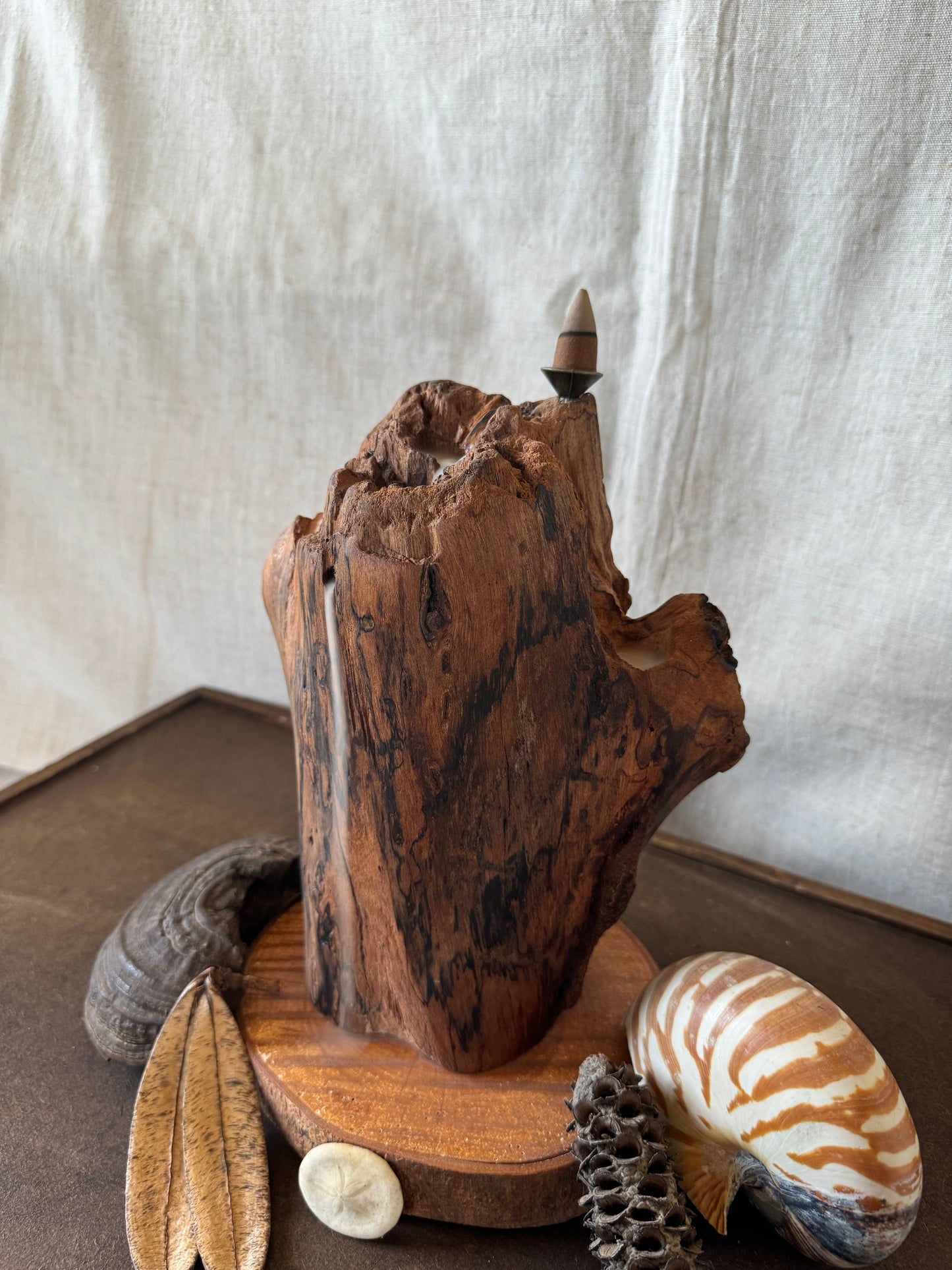 Satin Cedar Driftwood Backflow Incense Holder