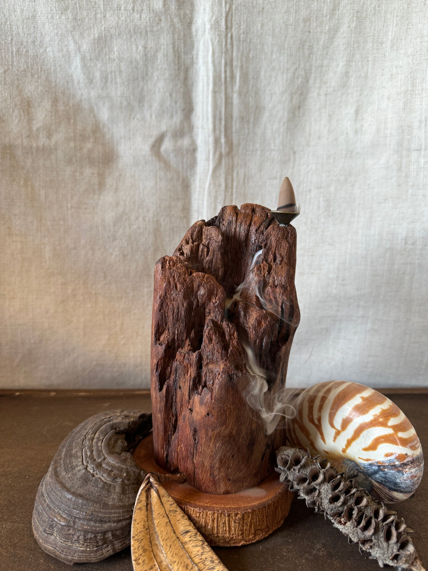 Satin Cedar Driftwood Backflow Incense Holder