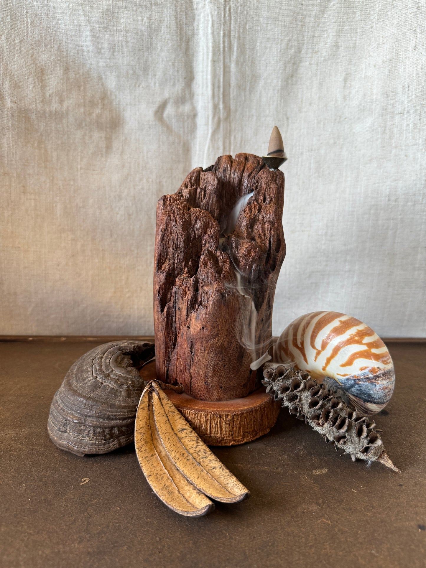 Satin Cedar Driftwood Backflow Incense Holder