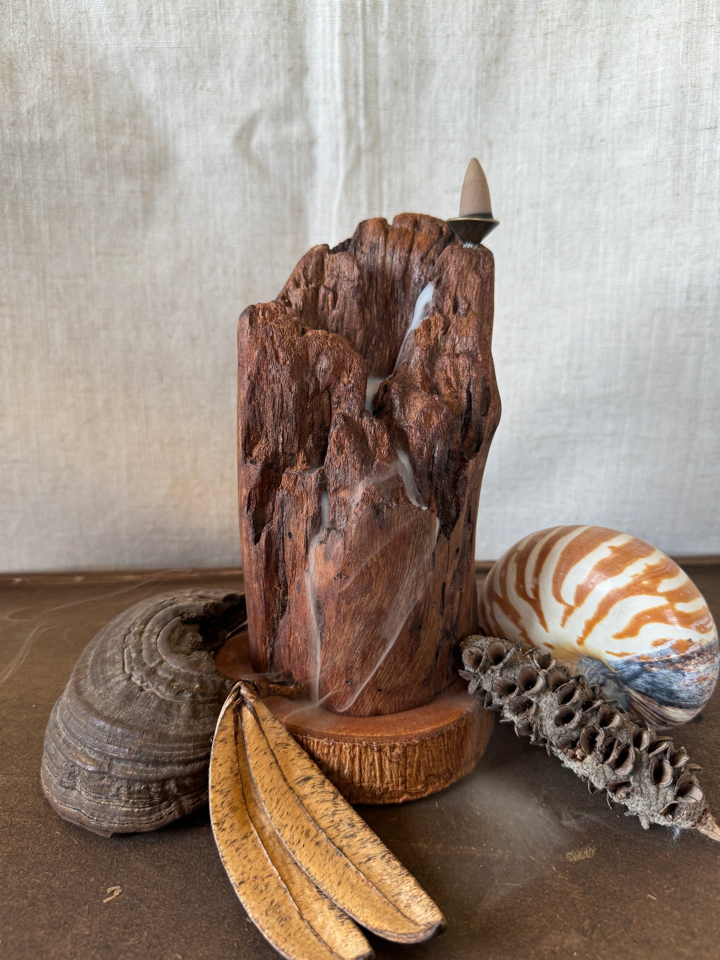 Satin Cedar Driftwood Backflow Incense Holder