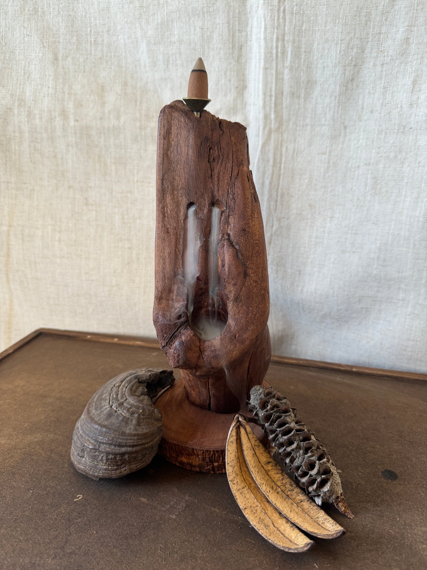 Satin Cedar Driftwood Backflow Incense Holder