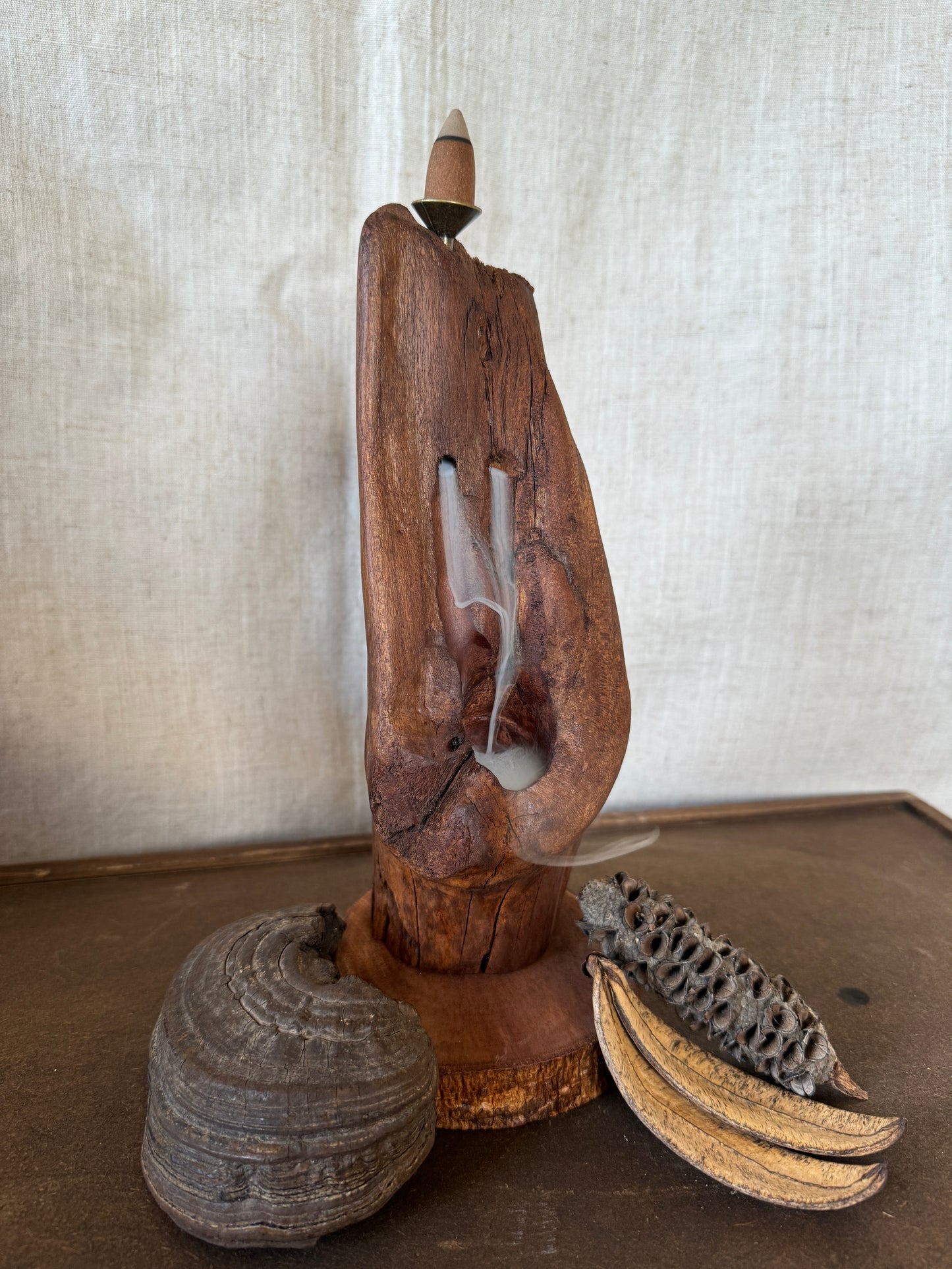 Satin Cedar Driftwood Backflow Incense Holder