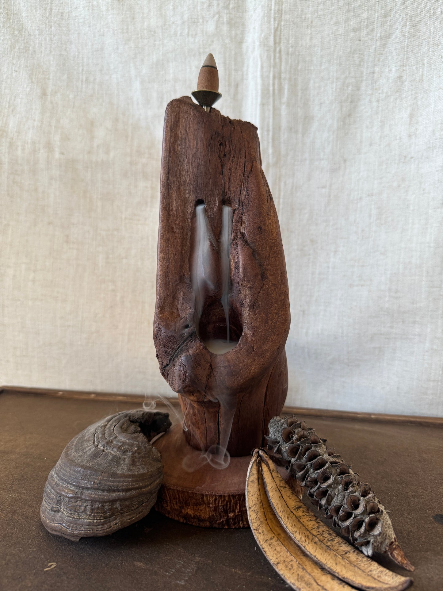Satin Cedar Driftwood Backflow Incense Holder