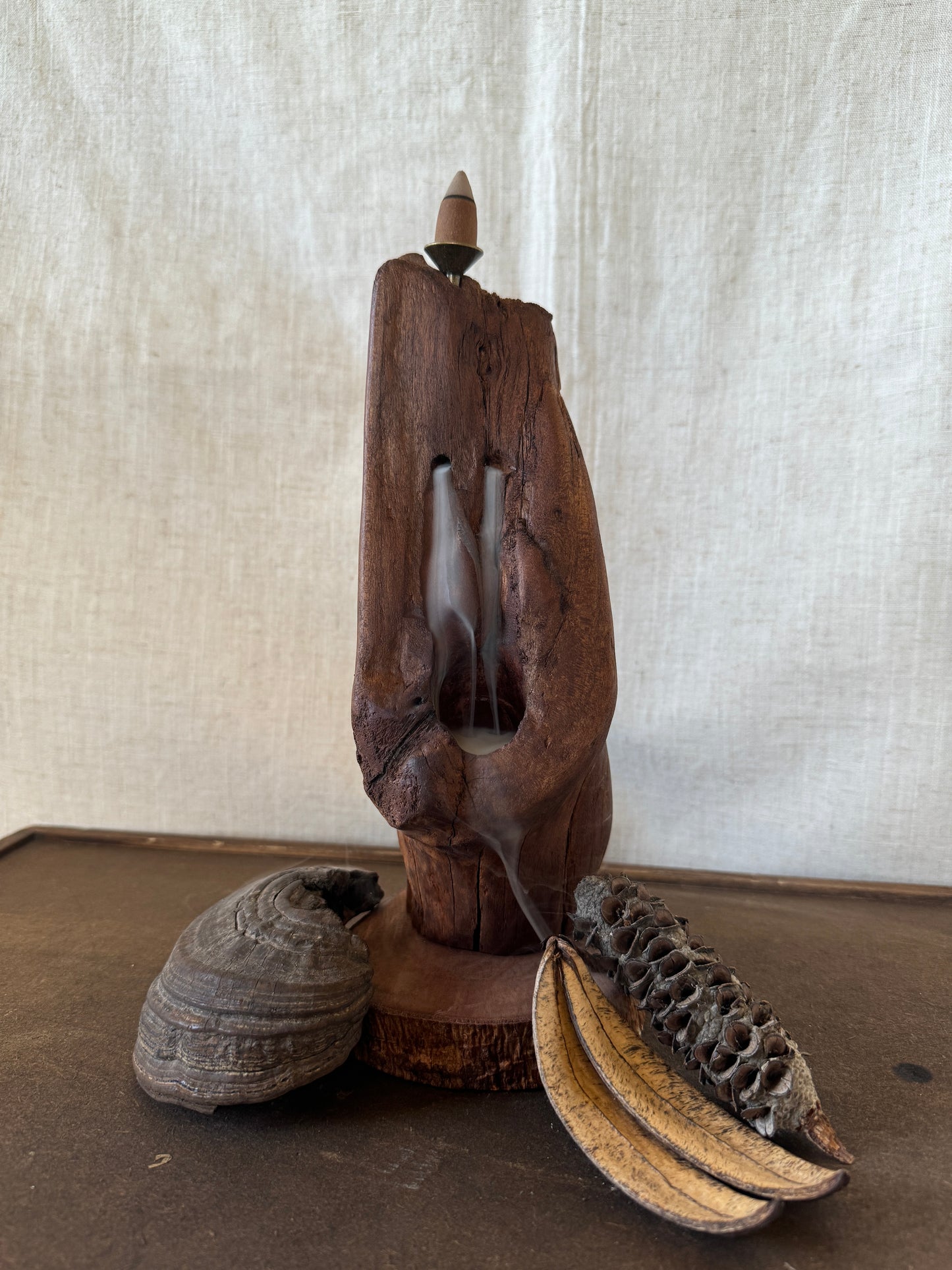 Satin Cedar Driftwood Backflow Incense Holder