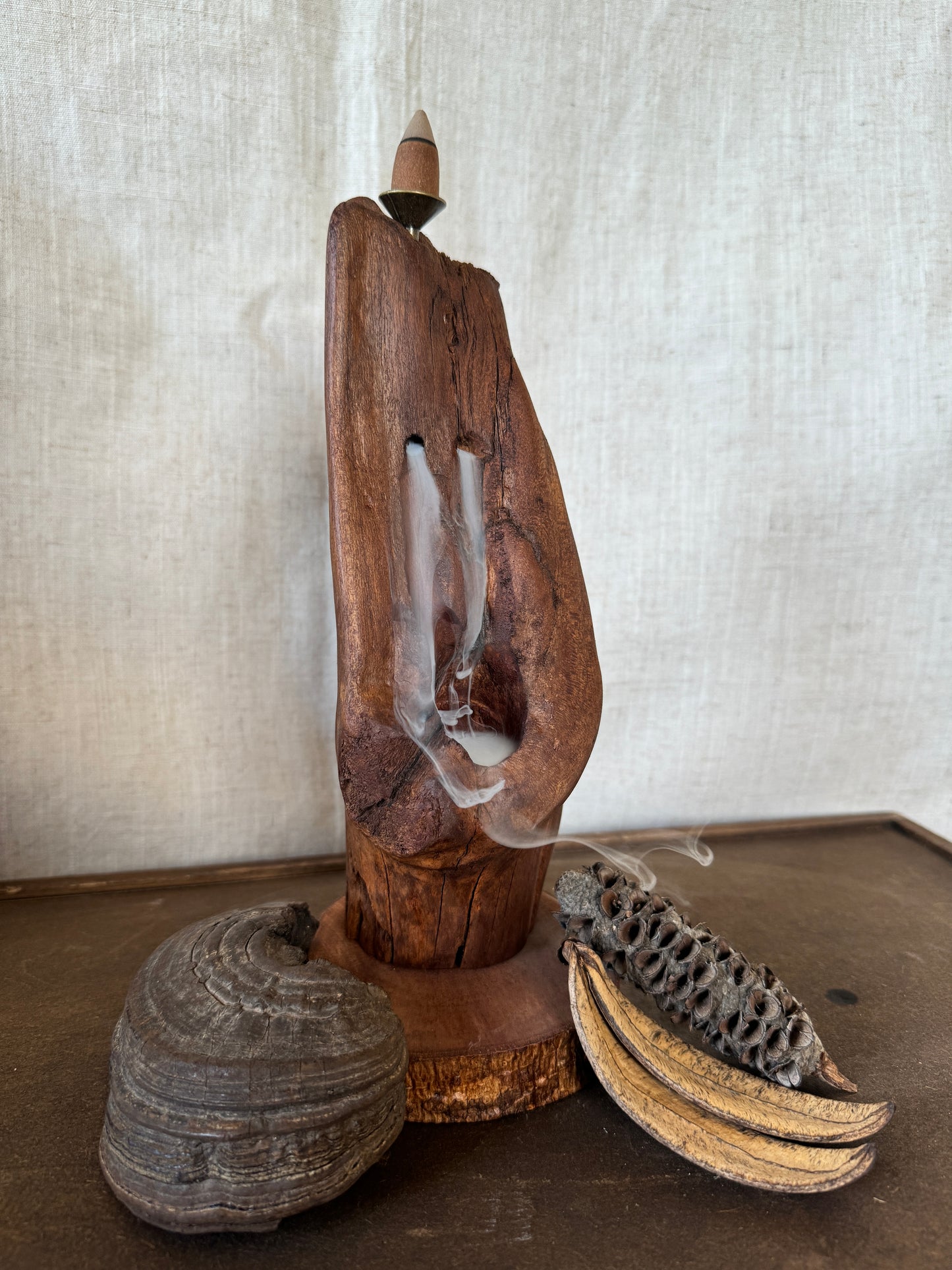 Satin Cedar Driftwood Backflow Incense Holder