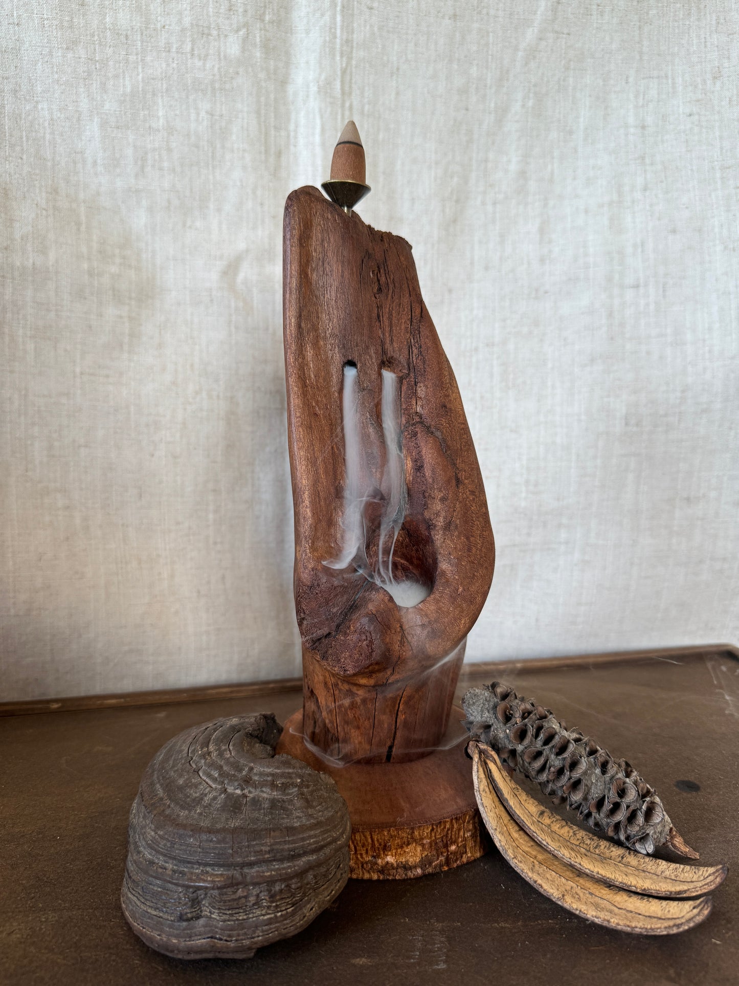 Satin Cedar Driftwood Backflow Incense Holder