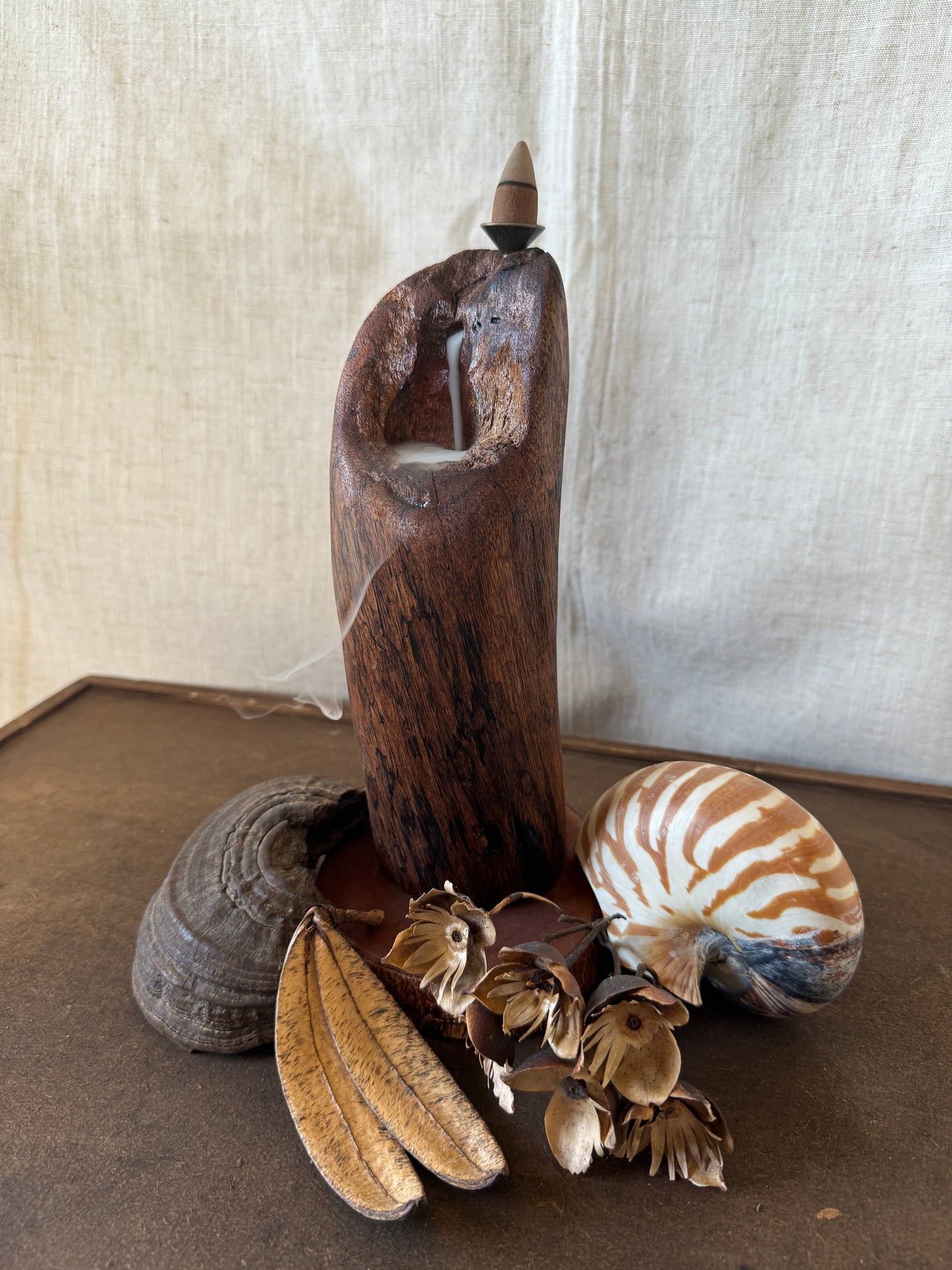 Satin Cedar Driftwood Backflow Incense Holder