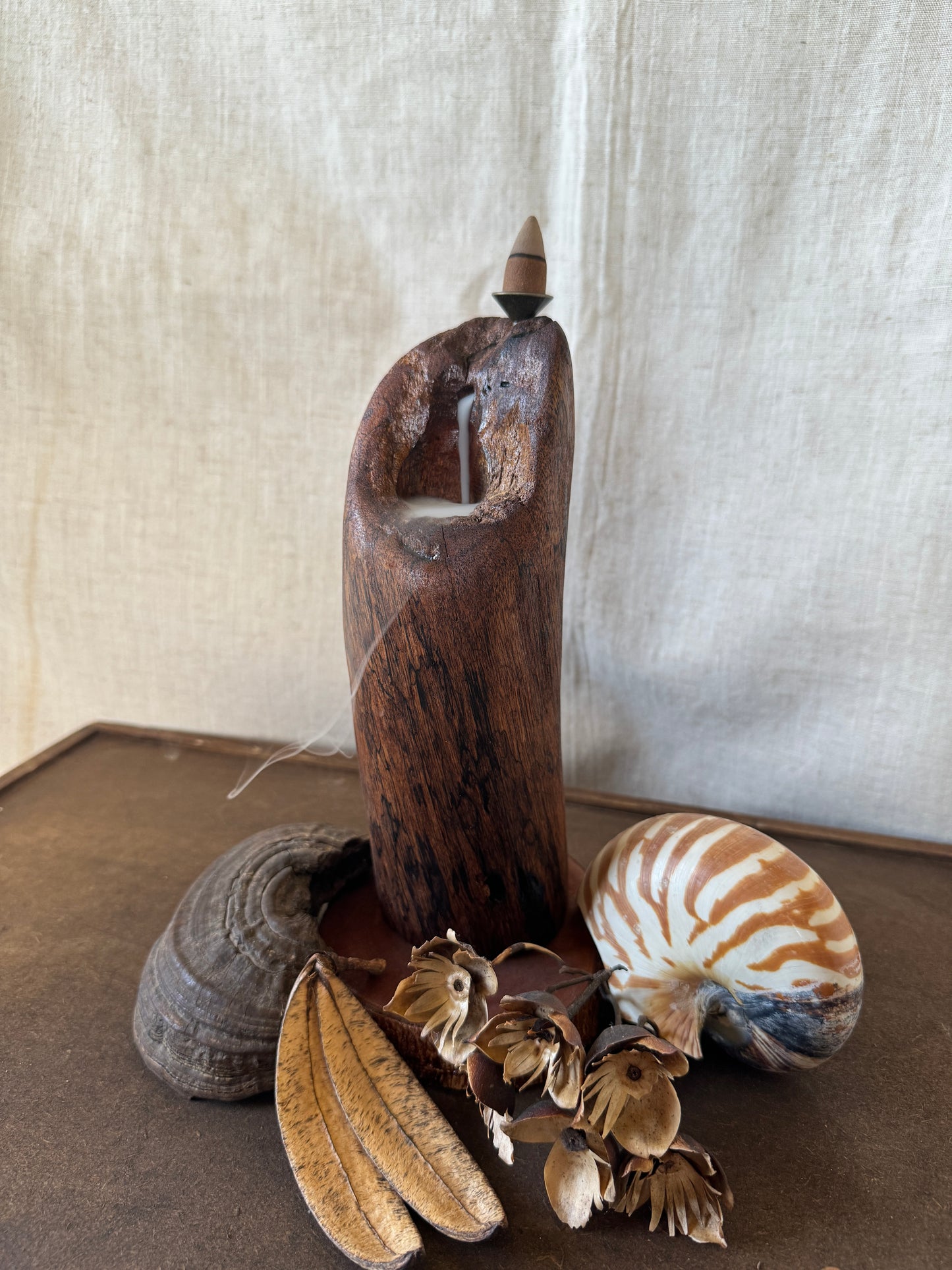 Satin Cedar Driftwood Backflow Incense Holder