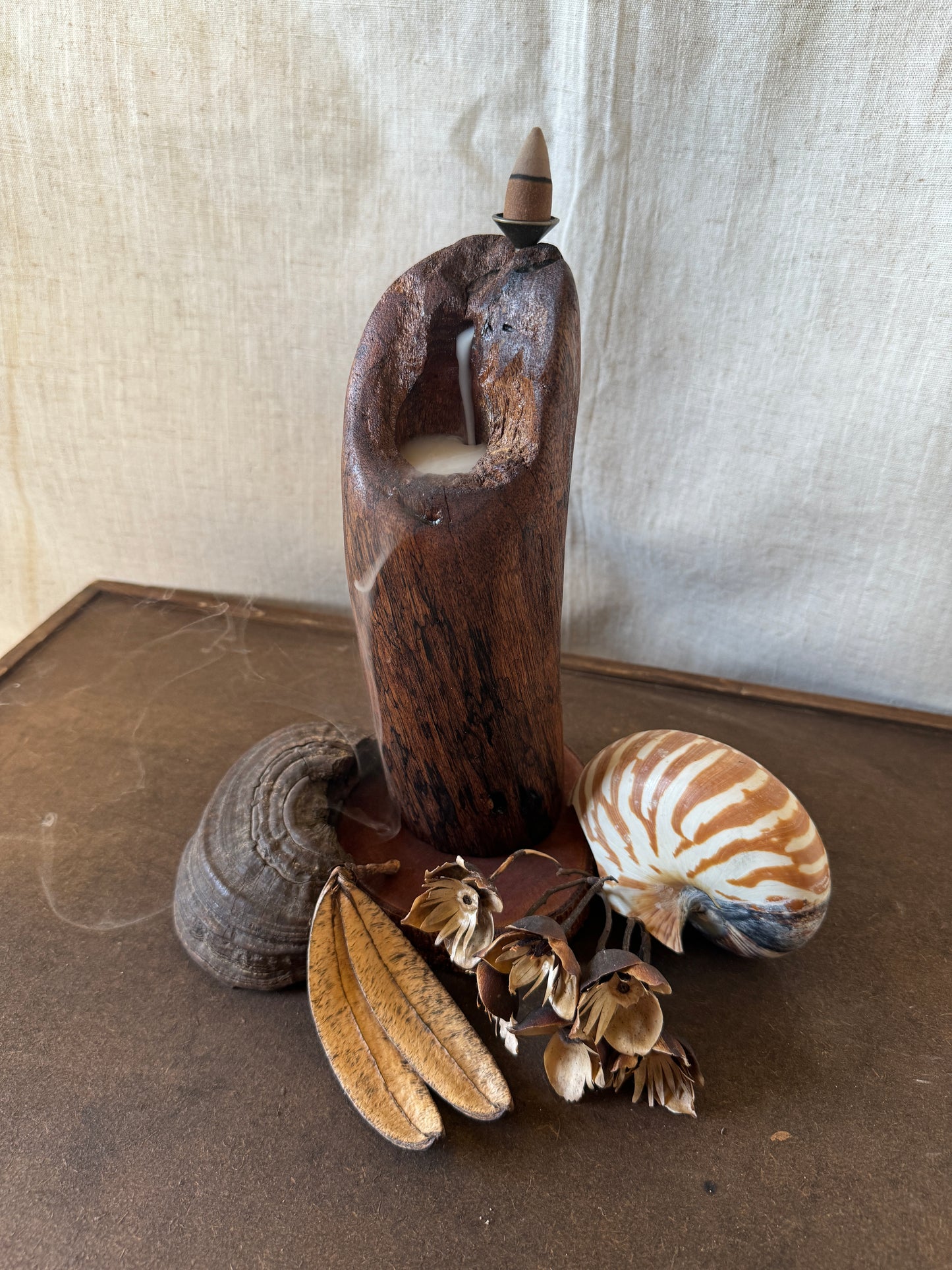 Satin Cedar Driftwood Backflow Incense Holder