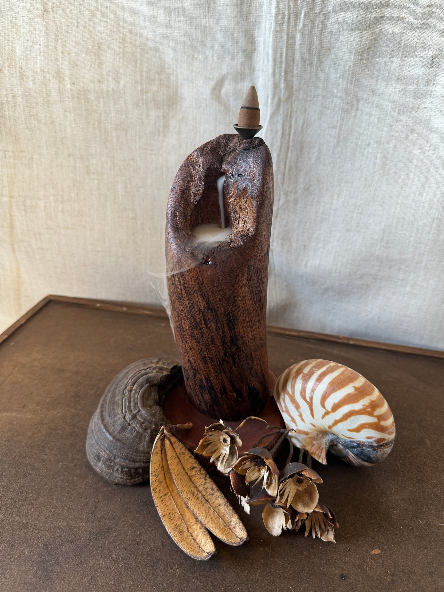 Satin Cedar Driftwood Backflow Incense Holder