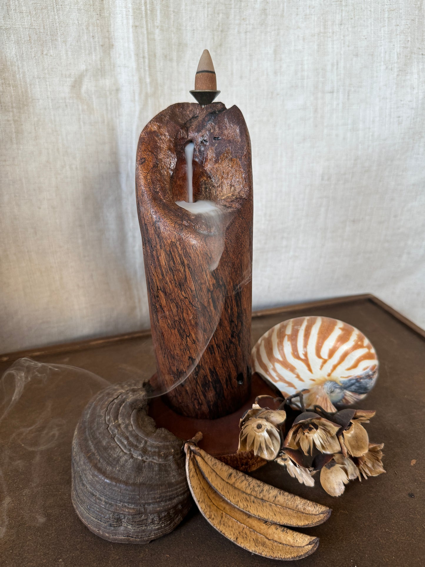 Satin Cedar Driftwood Backflow Incense Holder