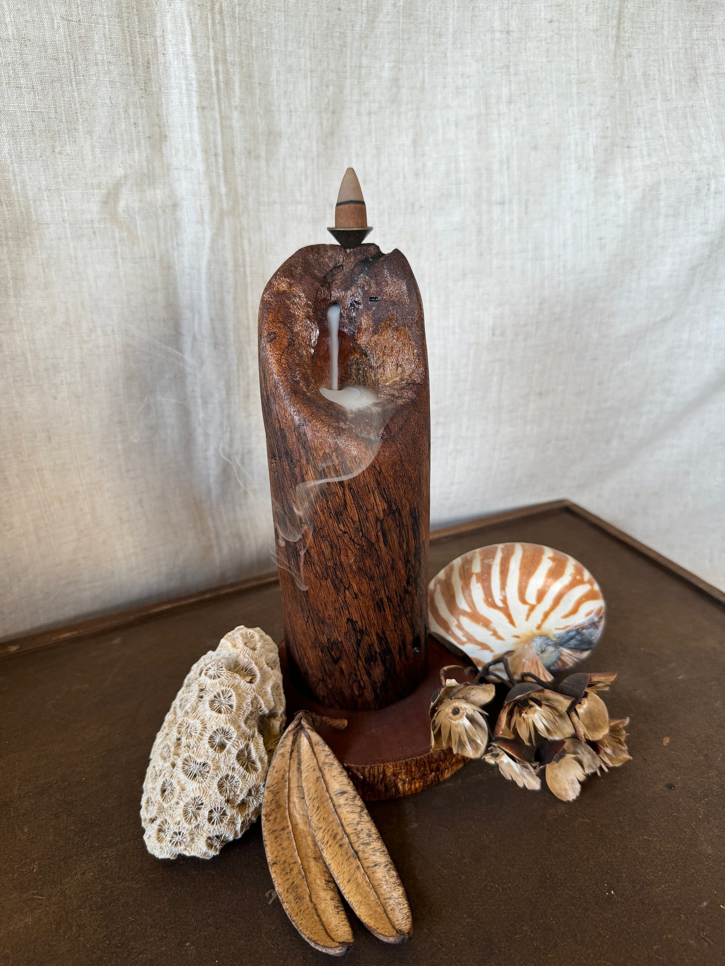 Satin Cedar Driftwood Backflow Incense Holder