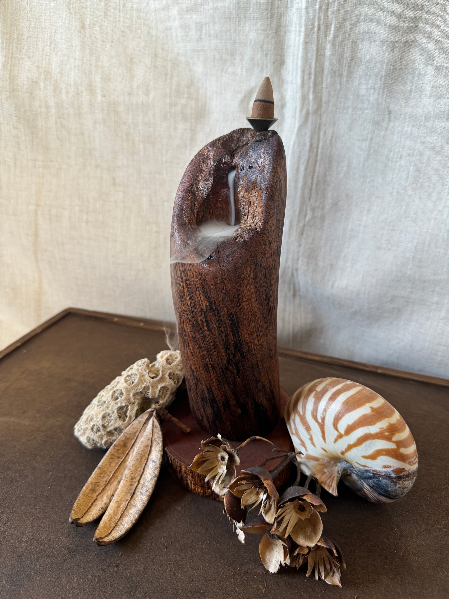 Satin Cedar Driftwood Backflow Incense Holder