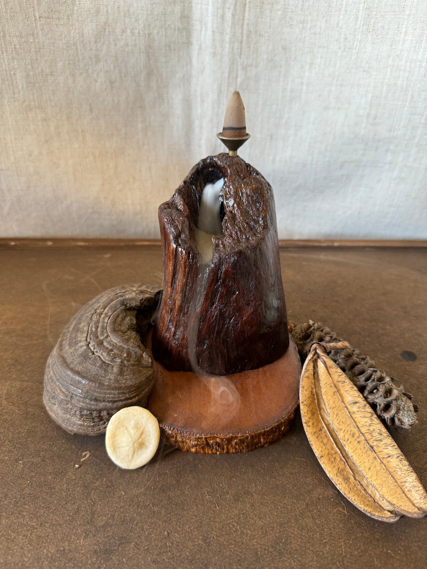 Glossy Jarrah Driftwood Backflow Incense Holder
