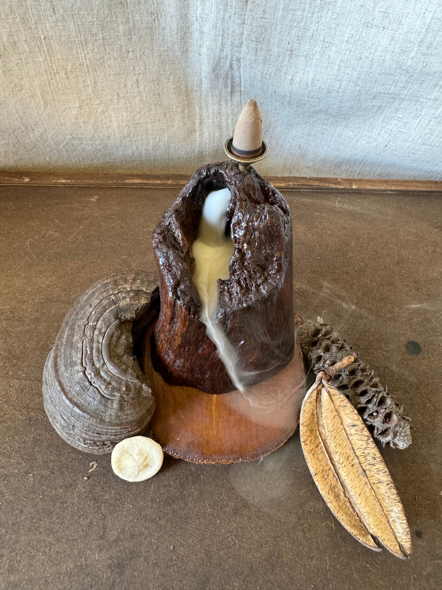Glossy Jarrah Driftwood Backflow Incense Holder