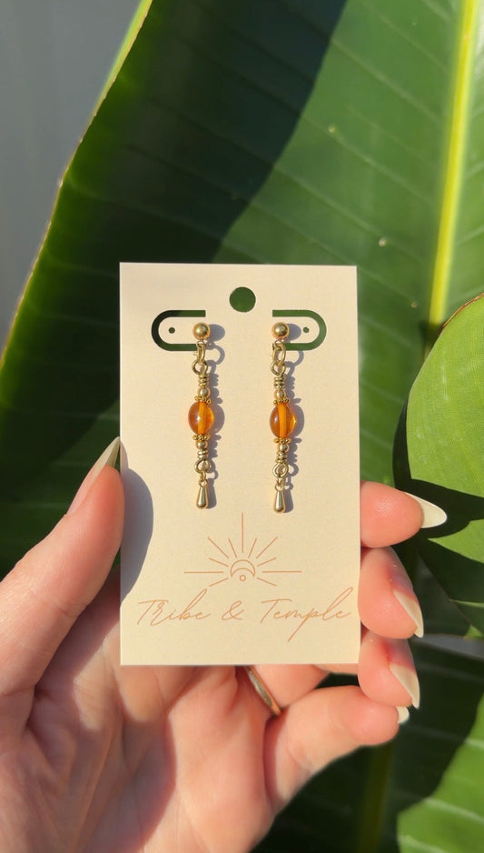 Amber Dangle Studs