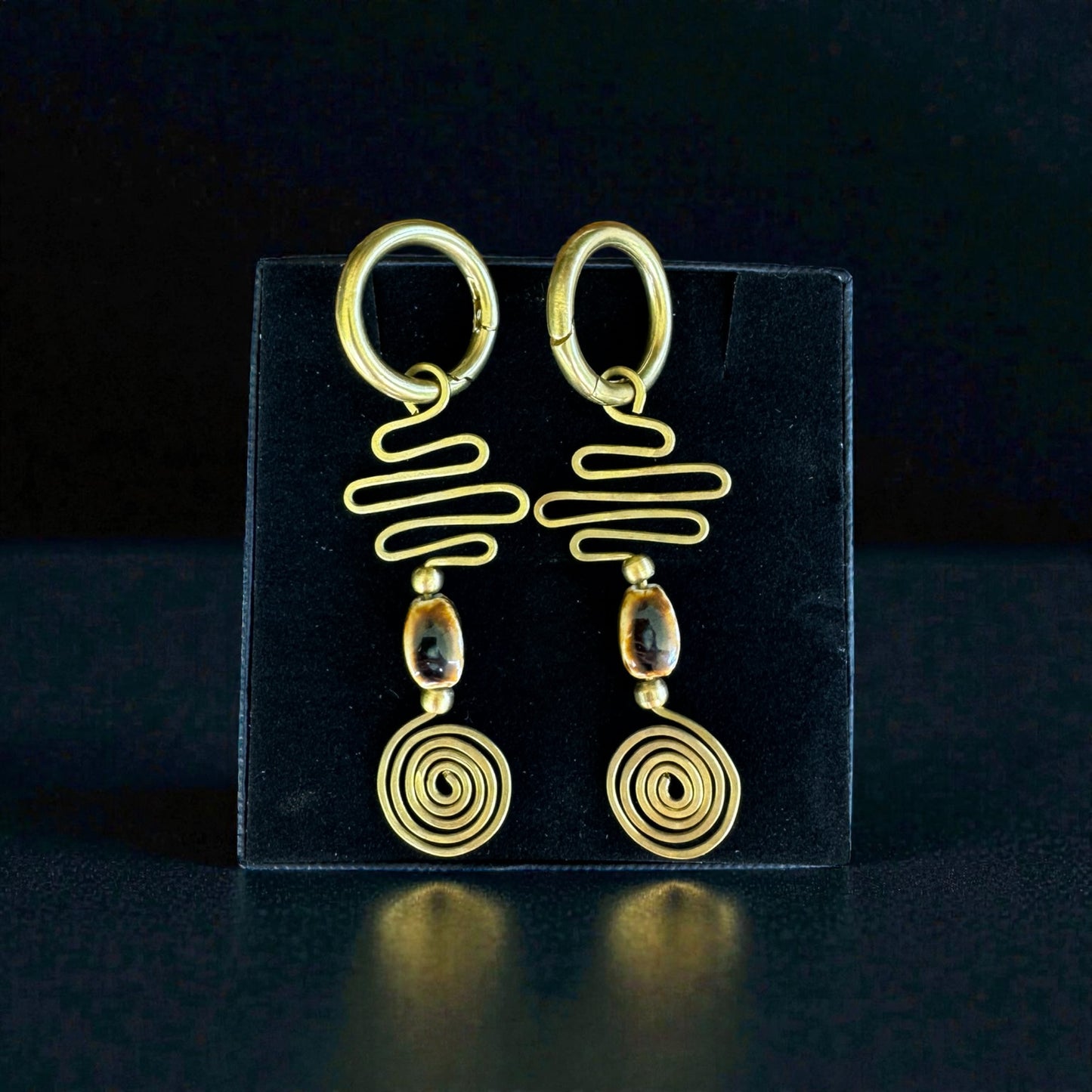 Spiral Path~Brass Ear Hangers /Weights