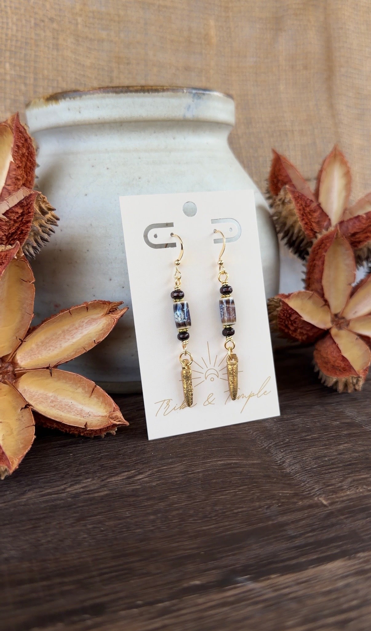 Boho Porcelain Dangle Earrings