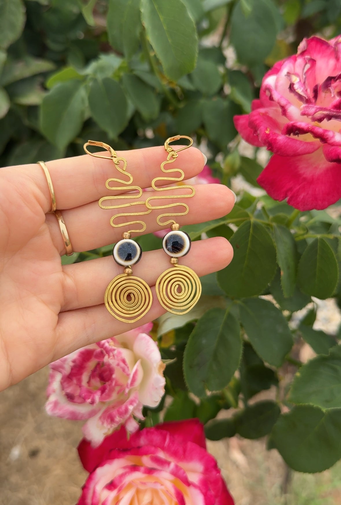Spiral Path-Brass Wire Earrings