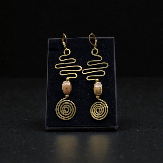 Spiral Path-Brass Wire Earrings
