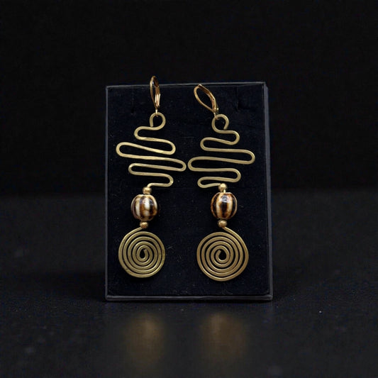 Spiral Path-Brass Wire Earrings