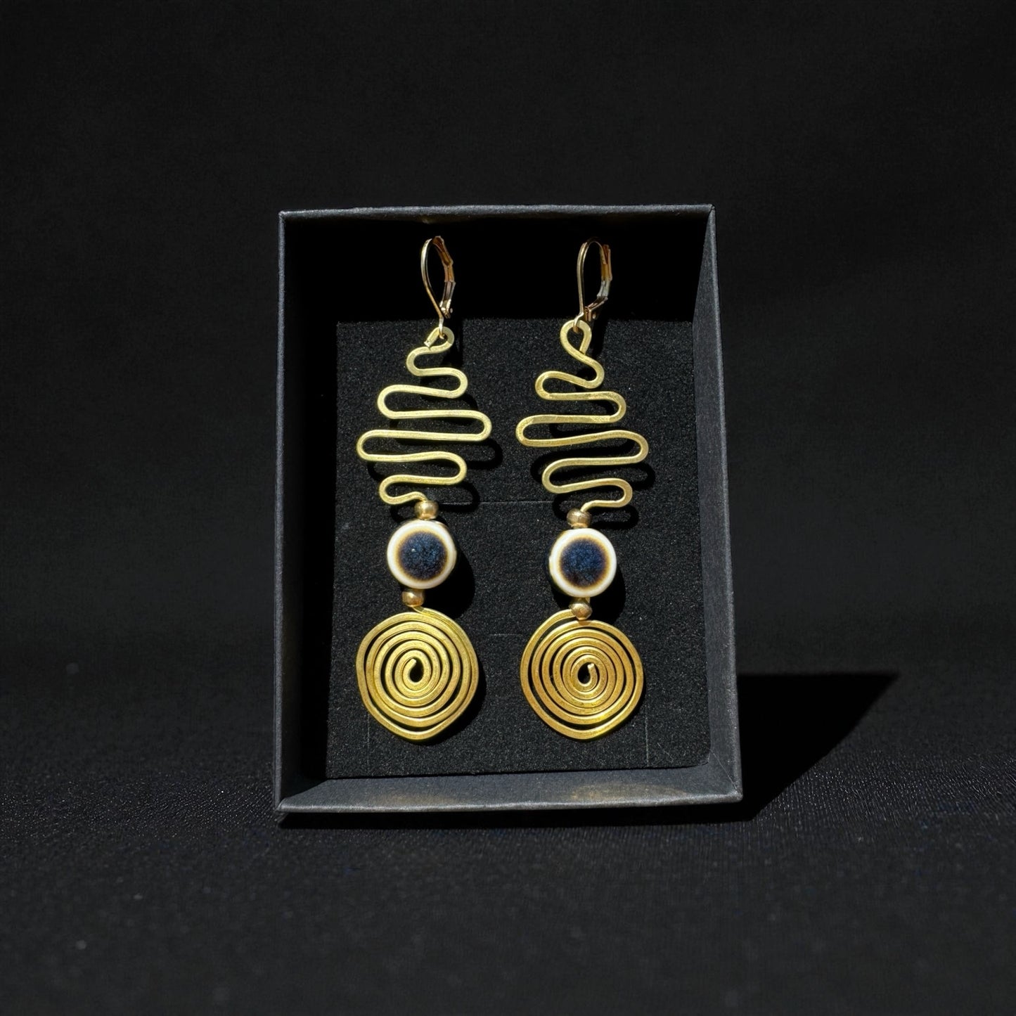 Spiral Path-Brass Wire Earrings
