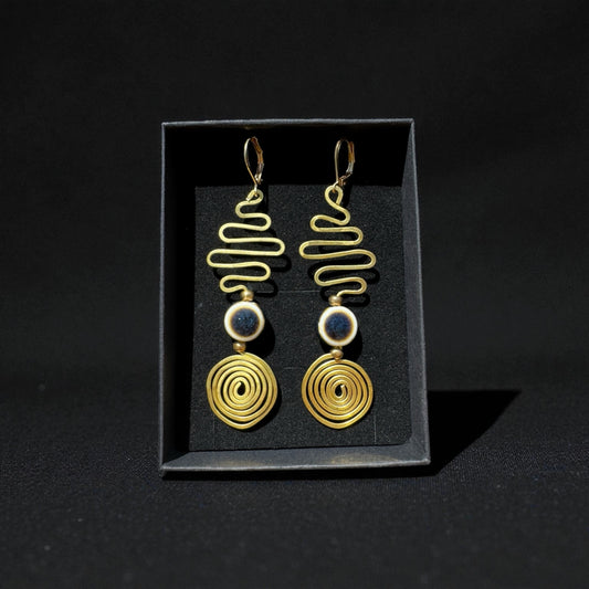 Spiral Path-Brass Wire Earrings