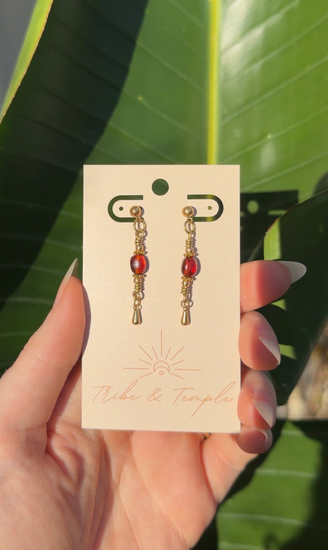 Amber Dangle Studs
