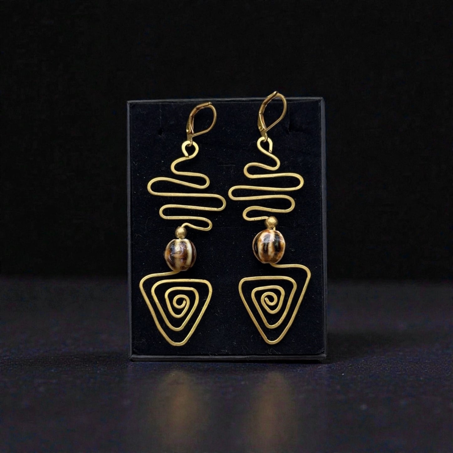 Spiral Path-Brass Wire Earrings