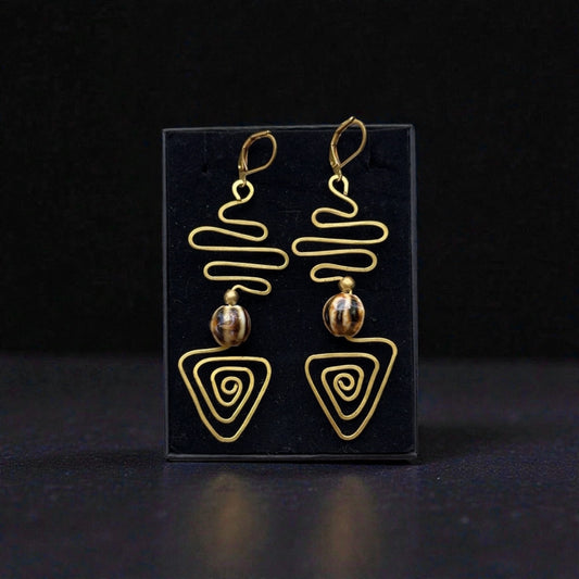 Spiral Path-Brass Wire Earrings
