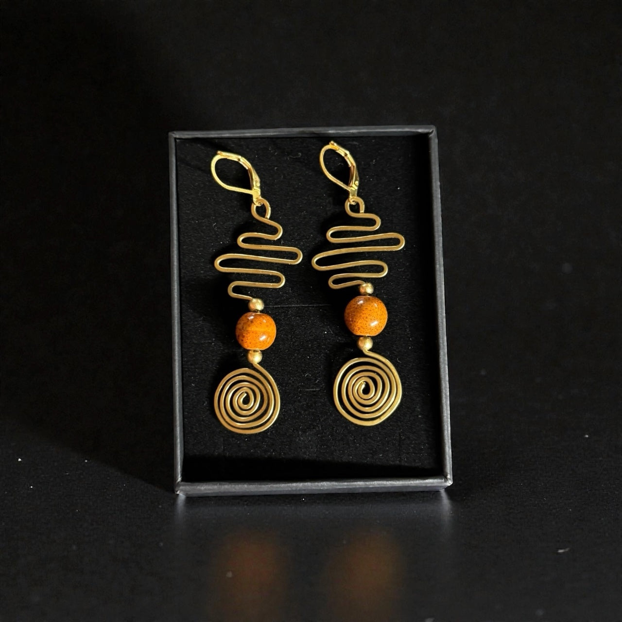 Spiral Path-Brass Wire Earrings