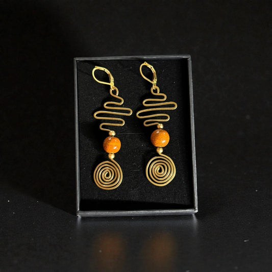 Spiral Path-Brass Wire Earrings