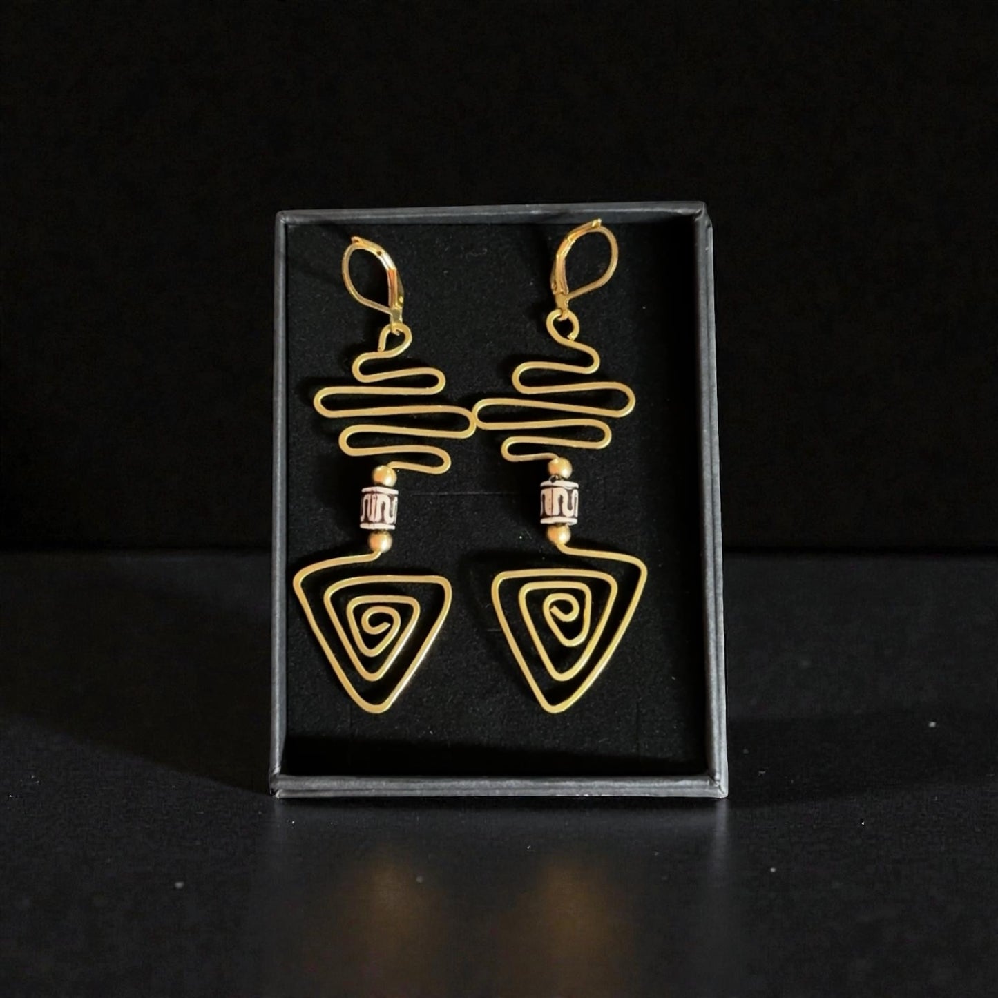 Spiral Path-Brass Wire Earrings