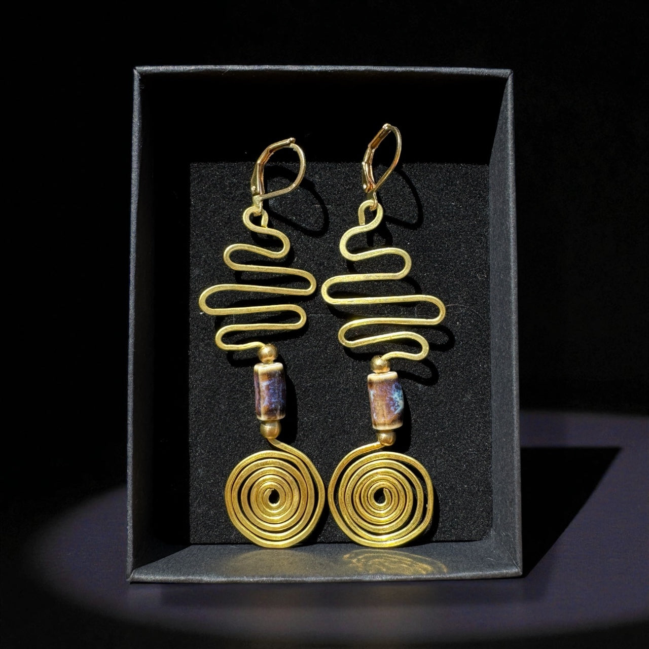 Spiral Path-Brass Wire Earrings