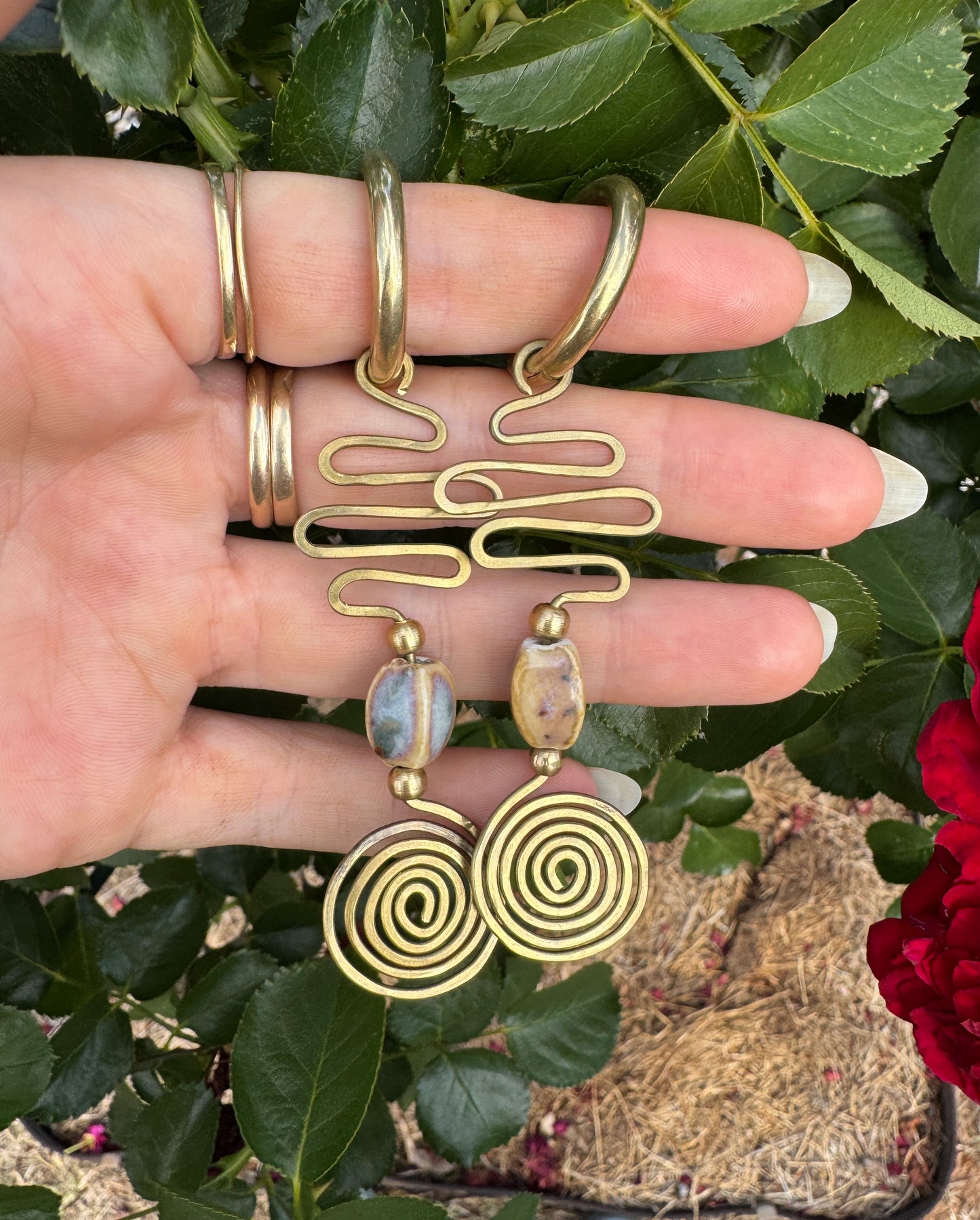 Spiral Path~Brass Ear Hangers