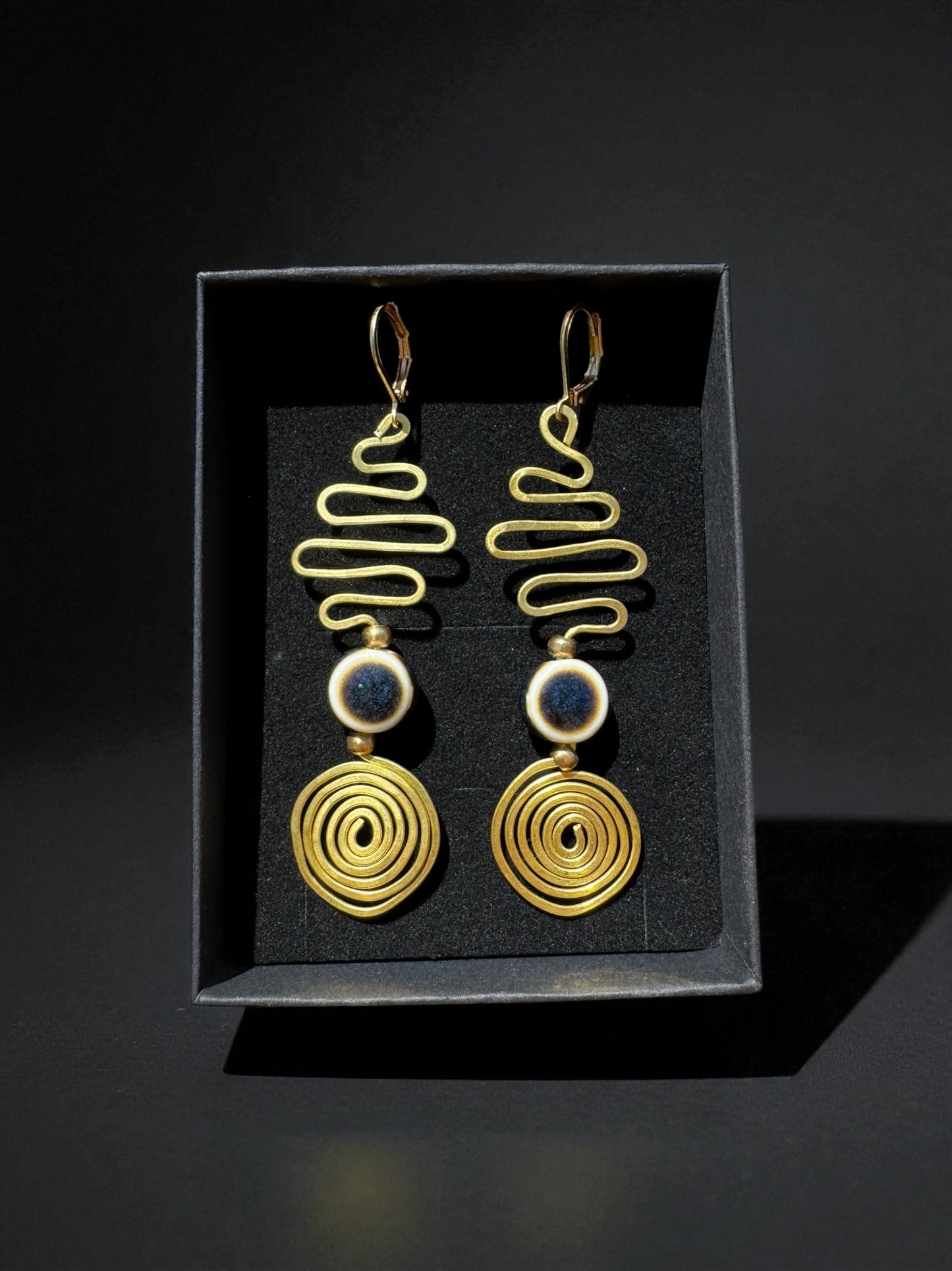 Spiral Path-Brass Wire Earrings