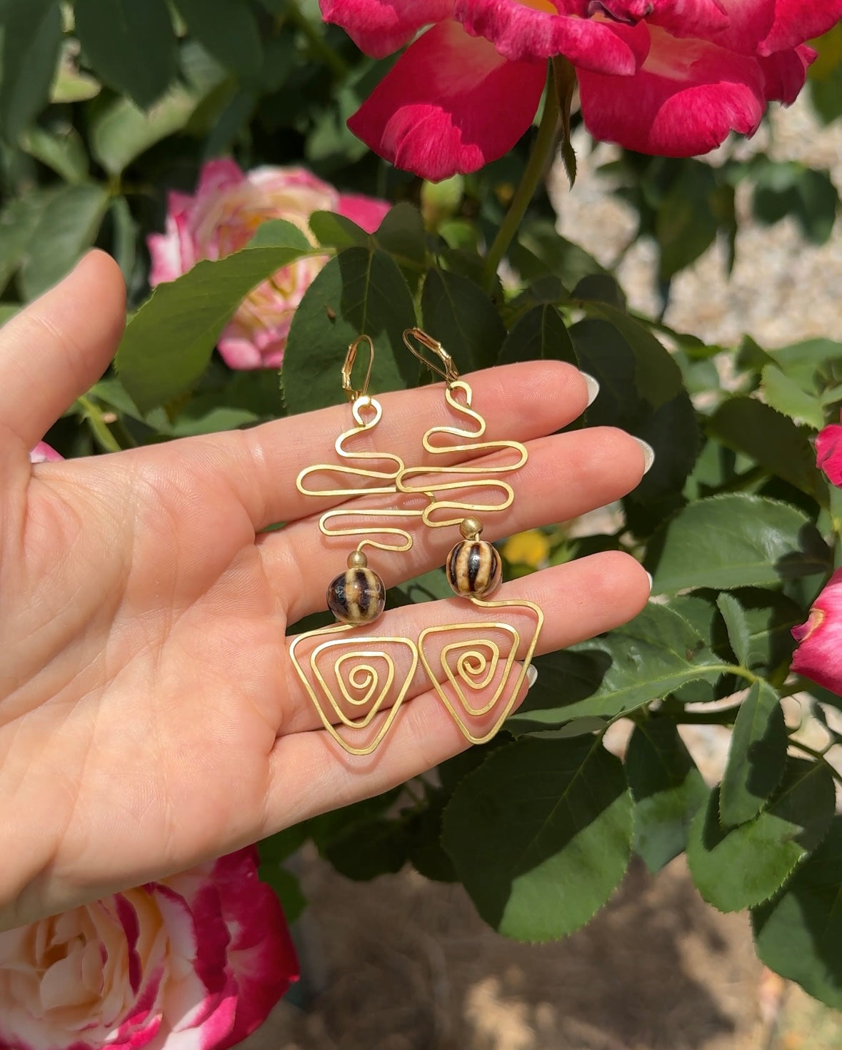 Spiral Path-Brass Wire Earrings