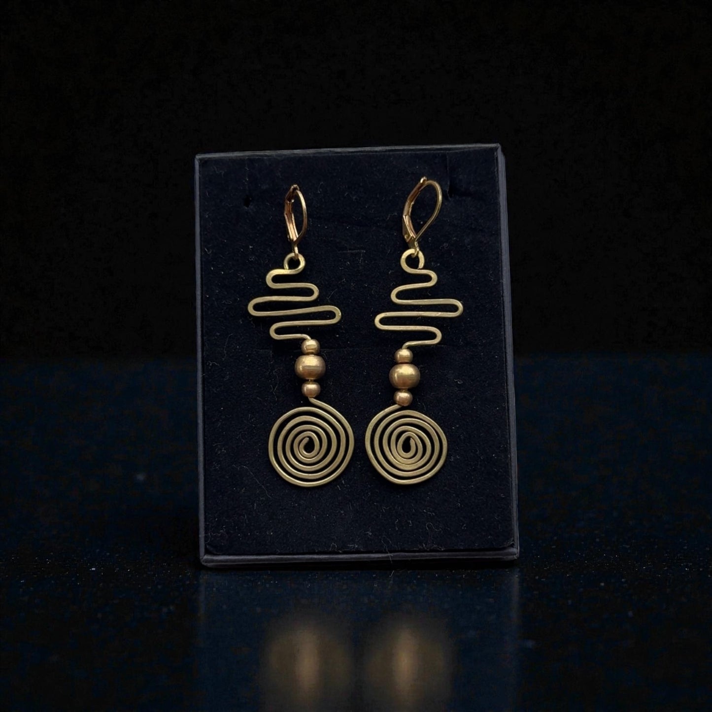 Spiral Path-Brass Wire Earrings